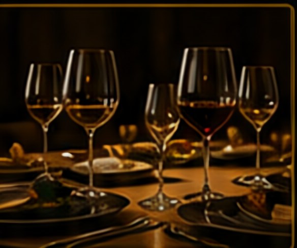 Fine dining table with wine glasses